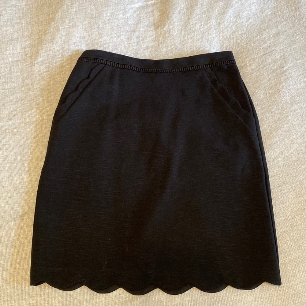 Scalloped Black Pencil Skirt